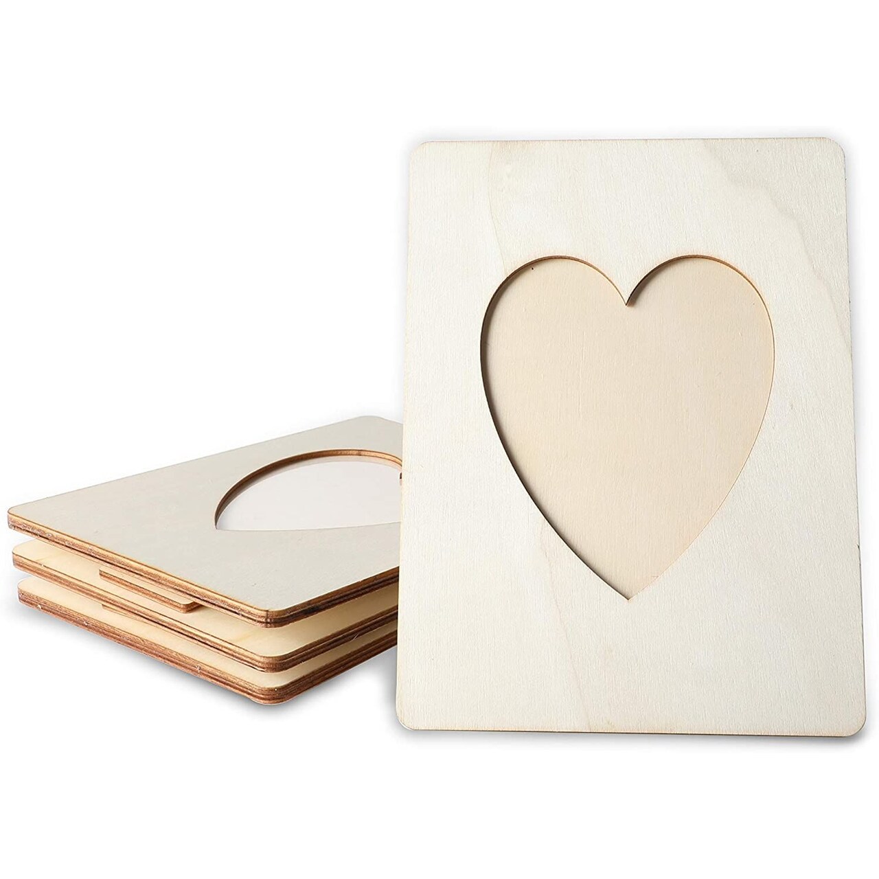 Heart Shaped Unfinished Wood Picture Frames for 4 x 6 Photos (5.9 x 7.9 In, 4 Pack)